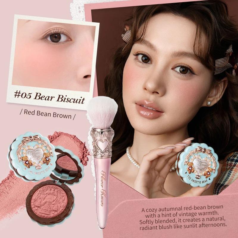 FLOWER KNOWS THE SWEETIE BEAR Rouge Seiden-Satin-Rougepuder Für Wangen Kontur Gesicht Für Ein Natürliches Mattes Finish Veganes Make-up
