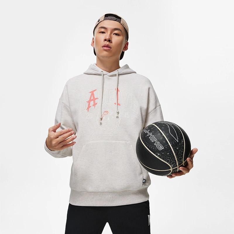 Li-Ning Anti-Five Series Printed Letter Hooded Sweatshirt Men Sweatshirt Flower-Gray Tile-Gray AWDT475-3