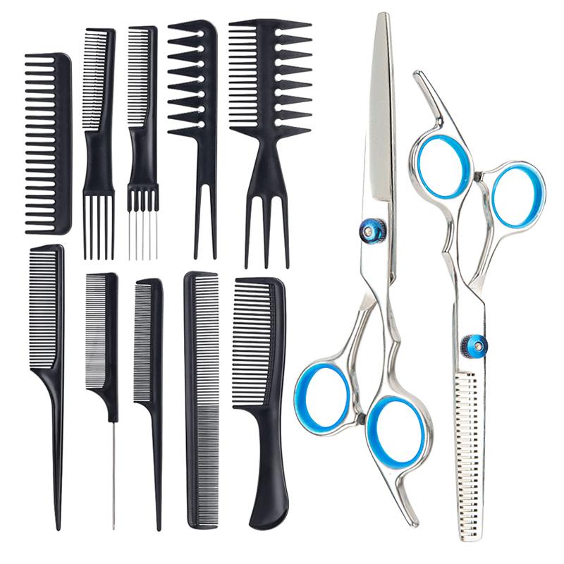 

12pcs/set Barbershop Scissors Hairdressing Comb Sets Hair Cutting Accessories Hairdresser s Stainless Salon Styling Tools