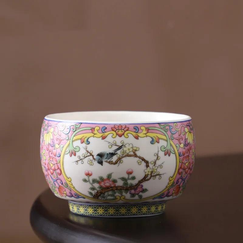 1 ks čínský barevný smaltovaný keramický šálek na čaj vintage porcelánová miska na čaj ručně vyráběné nádobí mistrovský šálek na čaj meditační šálek 120 ml