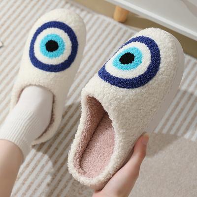 Novas pantufas de algodão de outono e inverno são confortáveis em casa, olho do diabo, casais masculinos e femininos de sola grossa quentes para arrastar dentro de casa