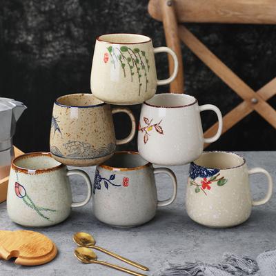 Hand Painted Under Glaze Ceramic Coffee Mug Tea Cup With Lid Spoon Porcelain Breakfast Milk Cup Office Home Kitchen Water Glass