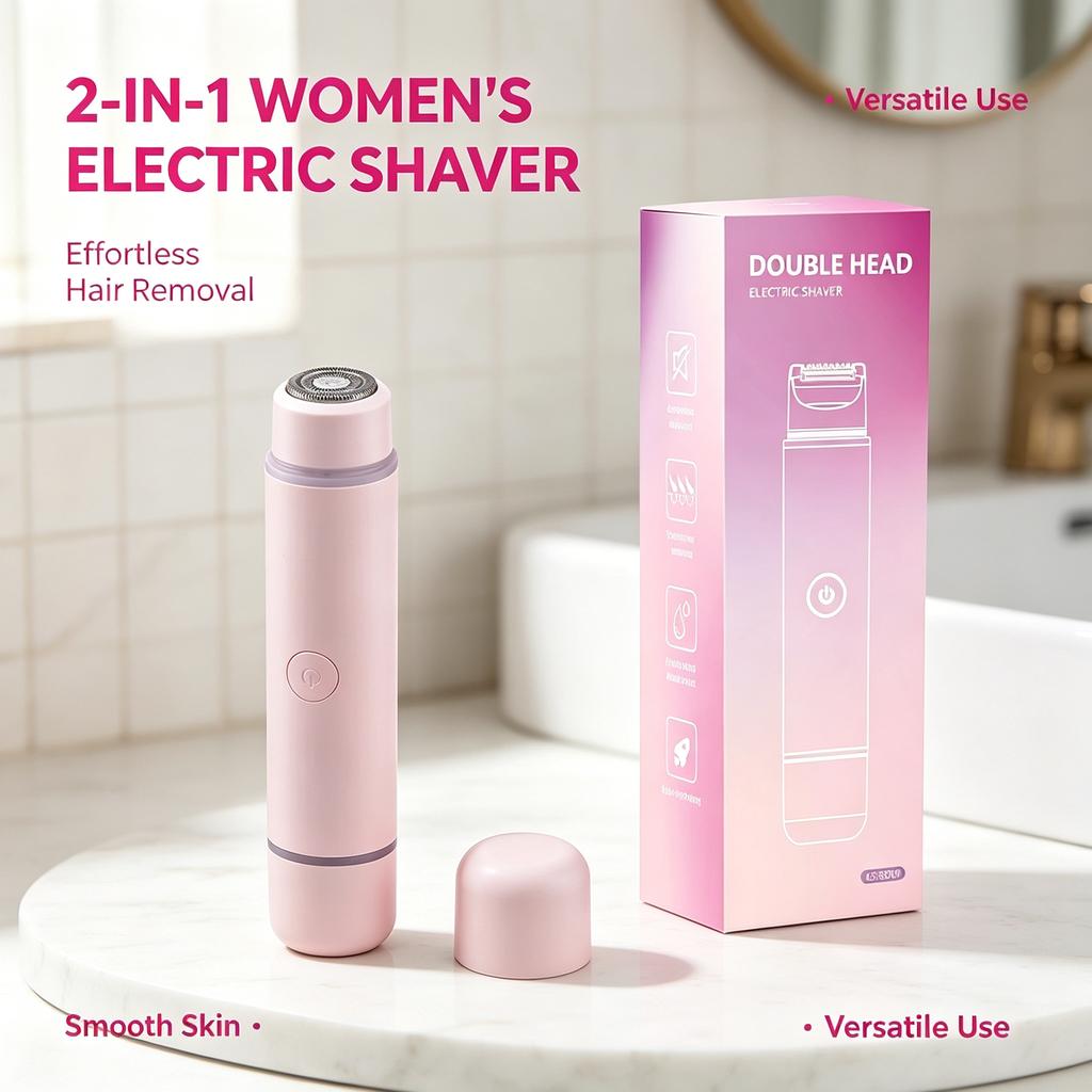 Depiladora eléctrica 2 en 1 para mujer, afeitadora corporal impermeable para zonas íntimas y axilas