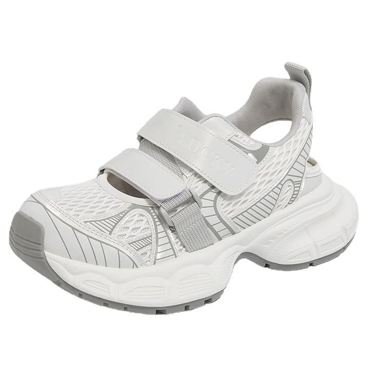 Sports sandals women's platform bag head Velcro single shoes breathable casual board shoes summer height increase German training dad shoes women