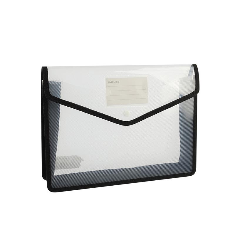 Large Capacity Waterproof File Transparent A4 Folder Press Button Plastic Data Document Bag Storage Office Supplies