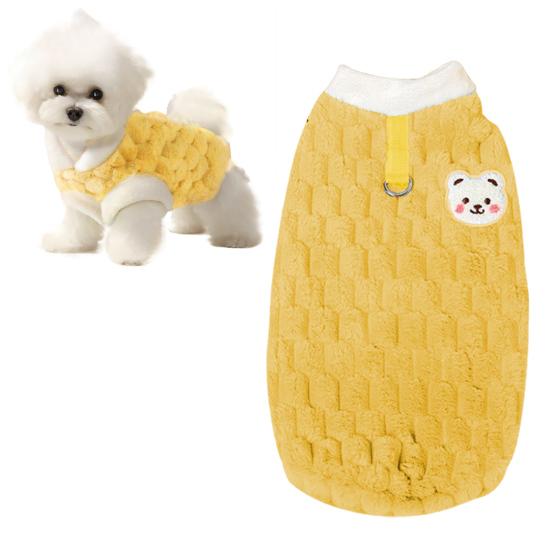 Fluffy Cat Shirt Cute Warm Pet Apparel with D-ring Kittens Cartoon Winter Coat for Small Dogs Puppies Daily Wear Costume