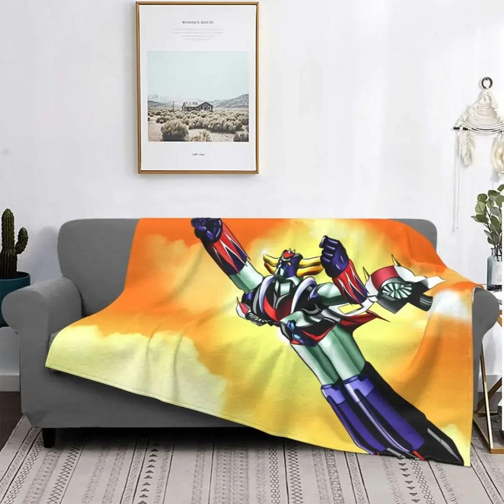 Goldrake UFO Robot Blanket Soft Flannel Fleece Warm Grendizer Mazinger Throw Blankets for Office Bedding Couch Bedspreads