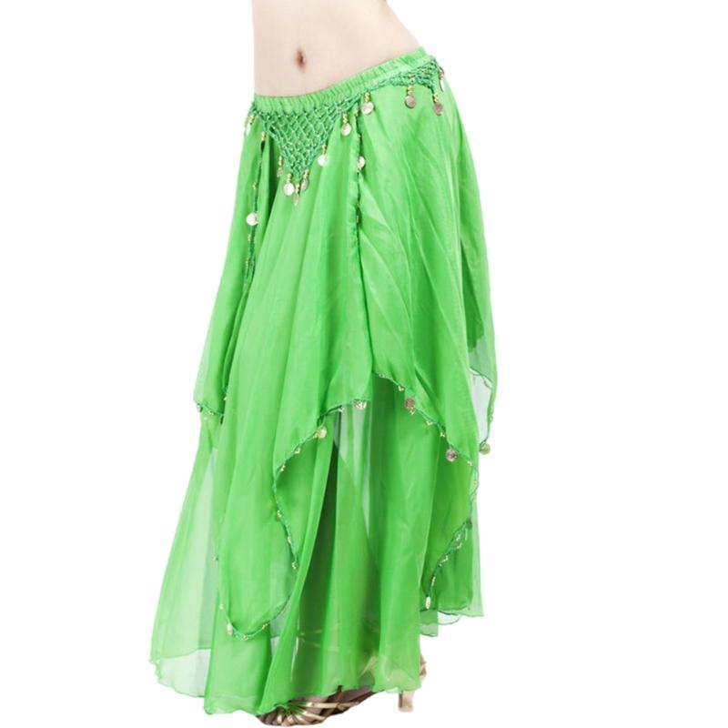 Elastic Waist Belly Dance Skirt With Dangling Coins Loose Design Fashion Costume Accessory For Shows And Parties