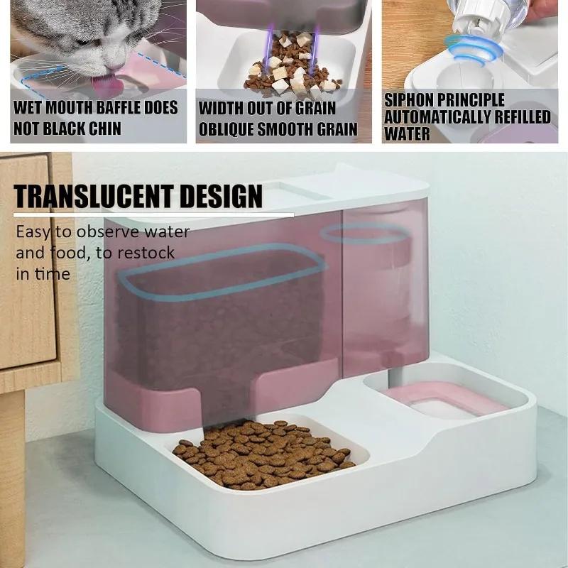 Pet Cat Food Automatic Dispenser Large Capacity Drinking Water Bowl Dry and Wet Separation Dog Food Container Cat Accessories