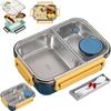 Matlåda i 304 rostfritt stål med bestick för vuxna barn Läcksäker matbehållare Bärbar fackindelad bentolåda Matbehållare