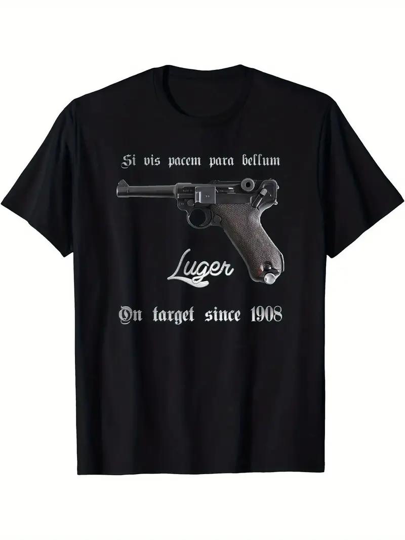 

Men s T-shirt Vintage Vintage Mauser P08 9mm Luger Si Vis Pacem Para Bellum1908 Meme Tee Hip Hop Women Harajuku Y2k Cotton Tops 5XL
