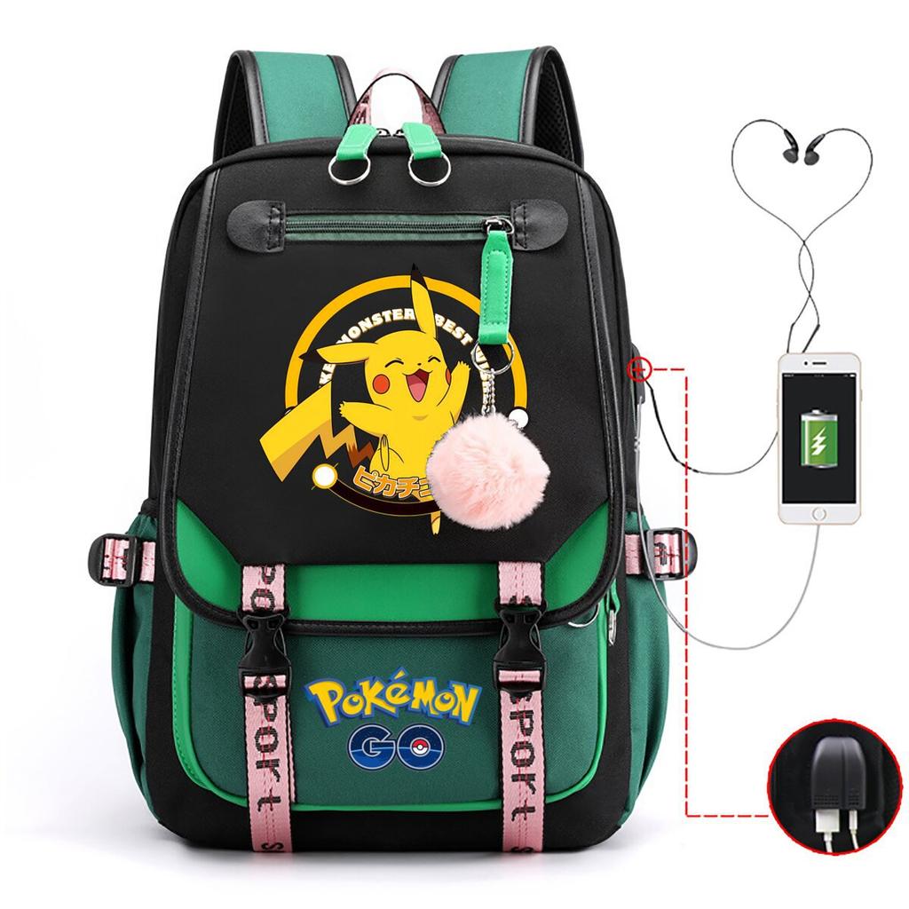 Contrasting Color Neutral Universal Schoolbag Cute Cartoon Print Primary And Secondary School Students Spine Protection Double Shoulder Usb Backpack