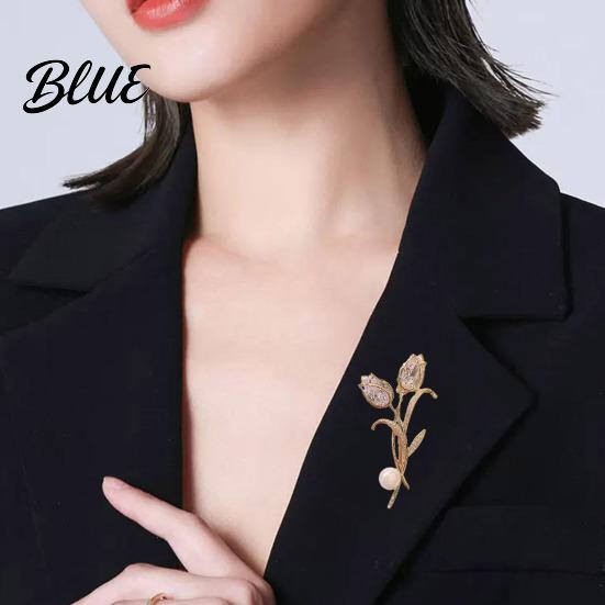 Scarf Holder Women Brooch Sparkling Cubic Zirconia Imitation Pearl Decor