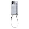 For iPhone 15 Pro Max Case Zipper Card Holder Mirror Snake Texture PU+PC Back Cover with Lanyard