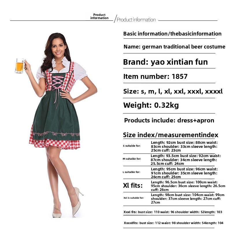 German Traditional Bavarian Dirndl Dress Women Adult Oktoberfest Halloween Costume
