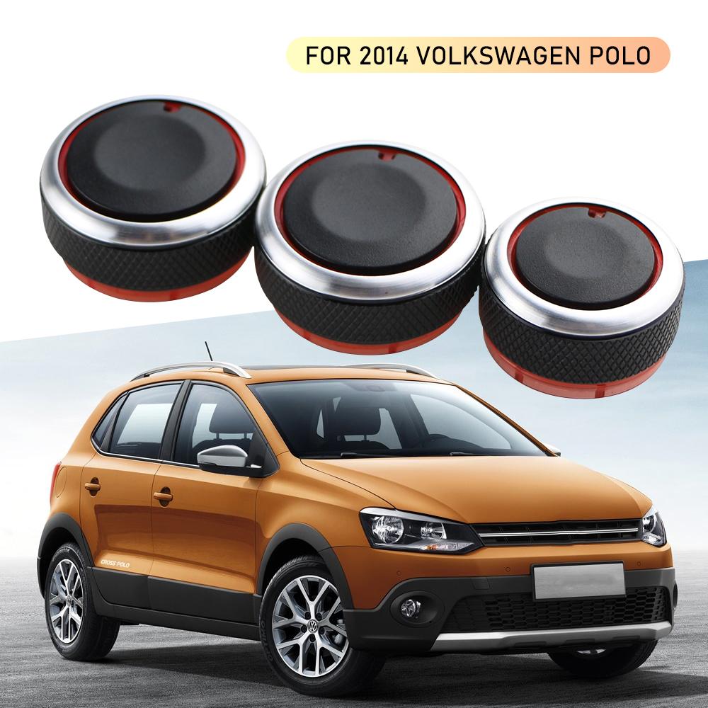 3 stk Bil AC-knapp Bil Klimaanlegg Varme Kontrollbryterknapp for Volkswagen VW Polo 2014 Aluminiumslegering Tilbehør