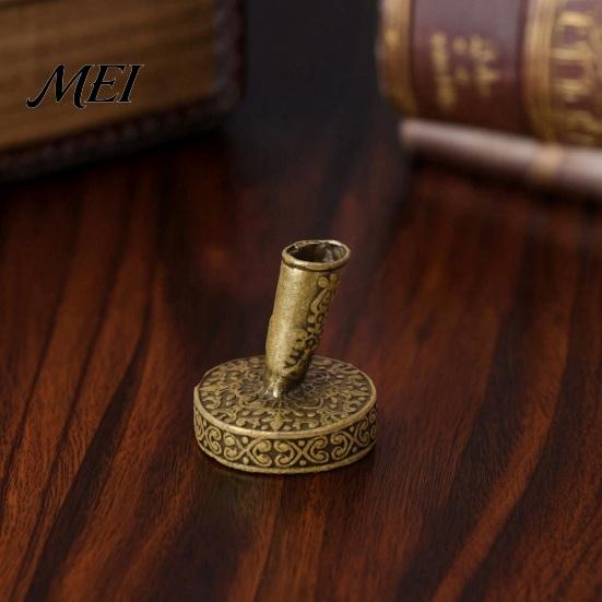 Vintage Desk Organizer Round Pen Holder, Durable Metal Exquisite Carved Desktop Ornament, Quill Dip Pens Base And Supply, for Calligraphy Decoration