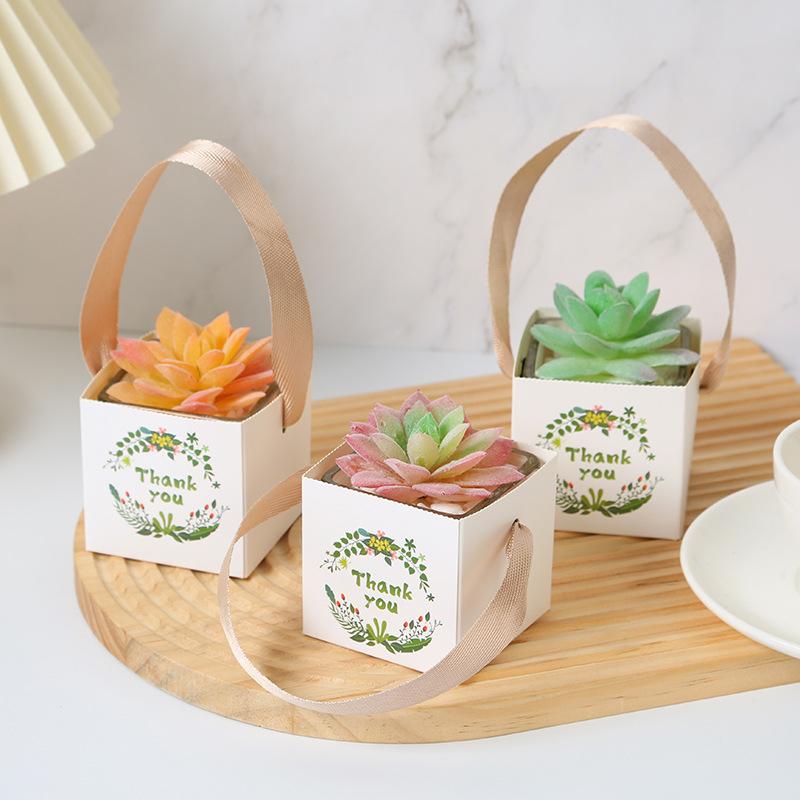 WTEMPO Reusable Foldable Paper Gift Bags with Rope Handles Small Plant Portable Packaging Bags Party Decor Favor Treat Bags
