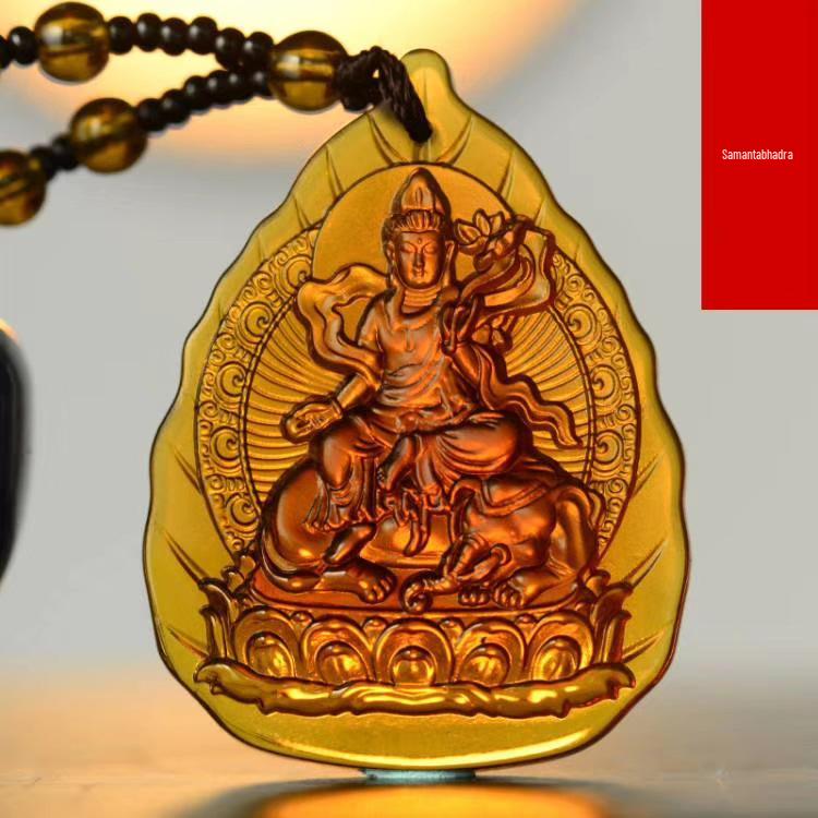 Glazed Pendant: Eight Guardian Deities, Zodiac Birth Buddha, Thousand-Hand Guanyin, Manjushri Bodhisattva Necklace