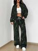 Simple Autumn and Winter New European and American Women's Clothing Yellow-green Camouflage Printing Suit Women