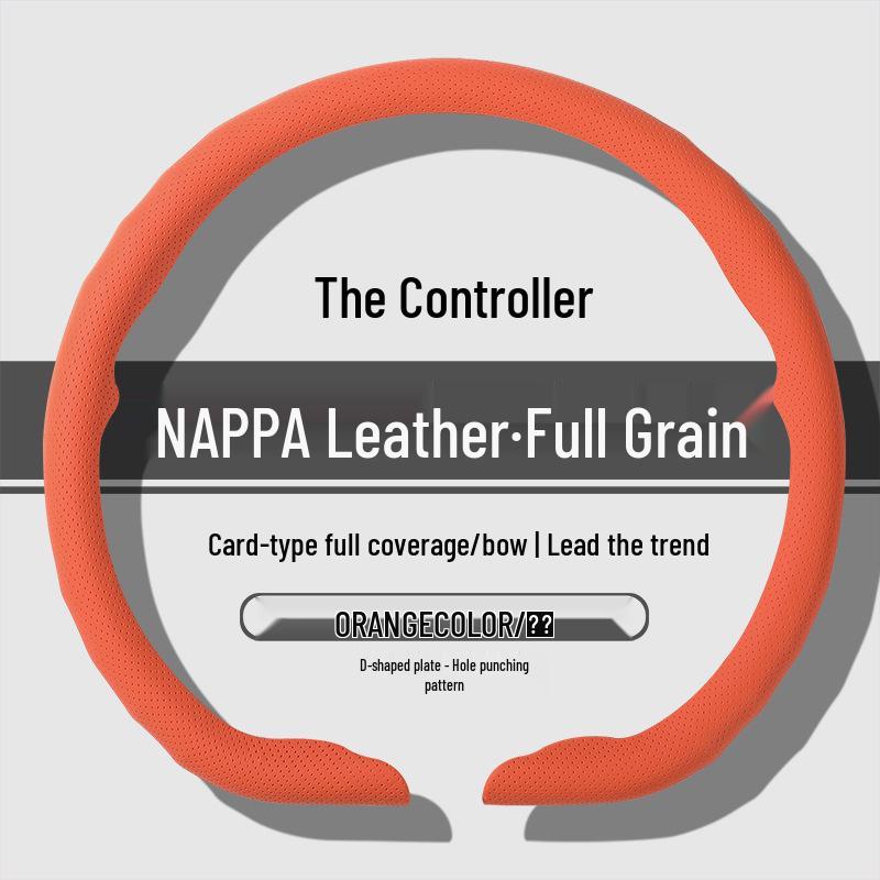 Premium Nappa Leather Steering Wheel Cover - Anti-Slip, Breathable, Ultra-Thin, All-Season