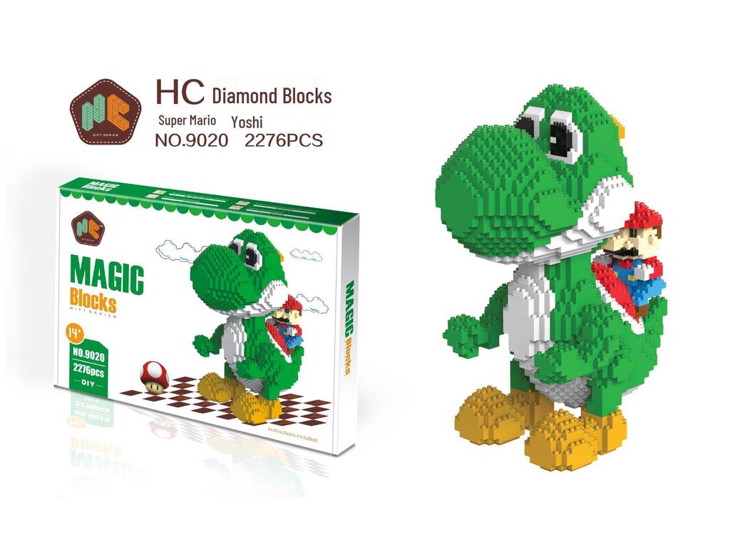 Classic Game Dinosaur Shape Building Blocks - Yoshi & Mario
