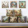Cute Cartoon Forest Little Elf Cushion Cover Decor Cartoon Pillow Case Double Print Children Pillowcase For Sofa Home Car