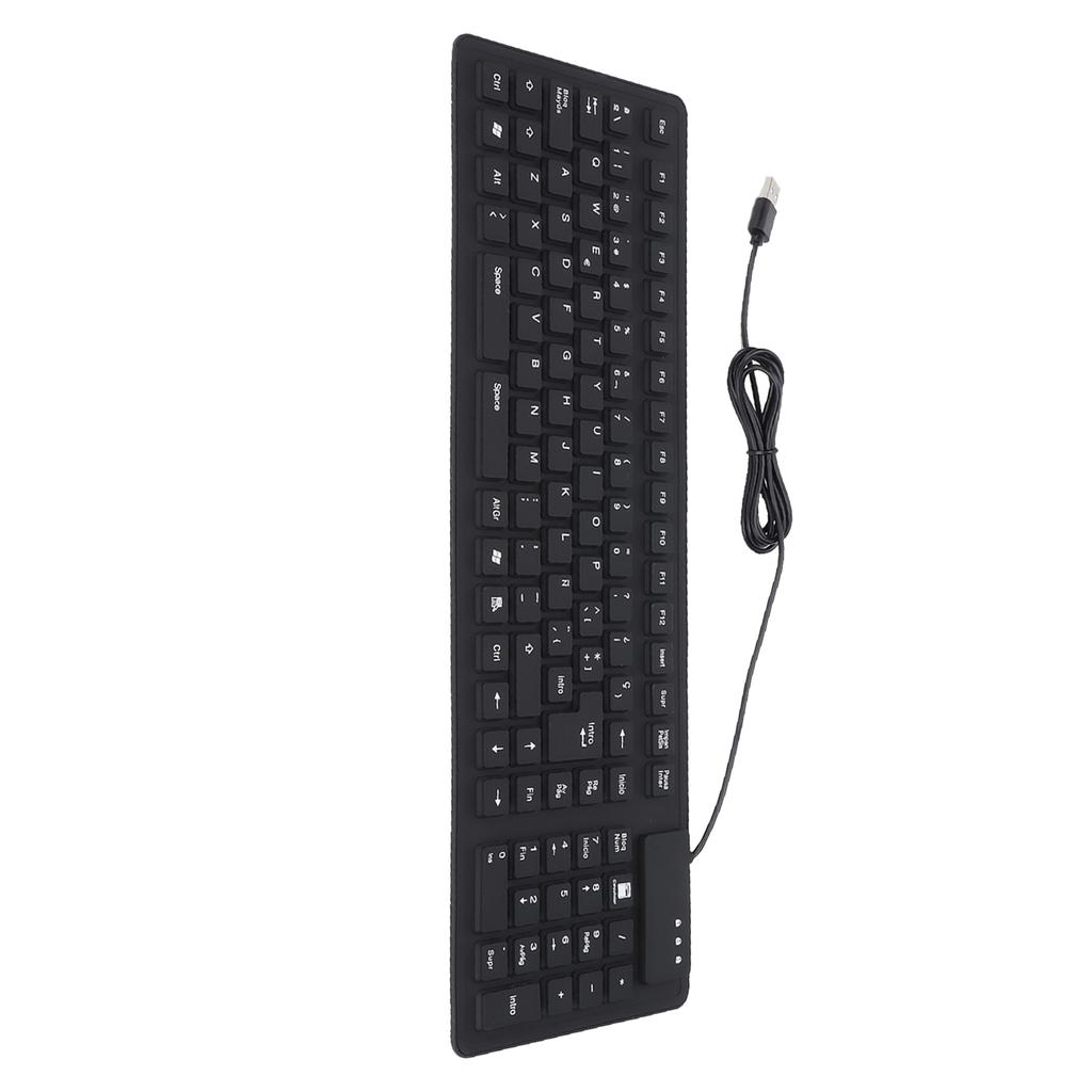 Keyboard 108 Key Spanish USB Wired Portable Foldable Quiet Waterproof Dustproof Silicone Keyboard