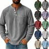 Men's Solid Color Corduroy Three-button Collar Men's Long-sleeved Shirt