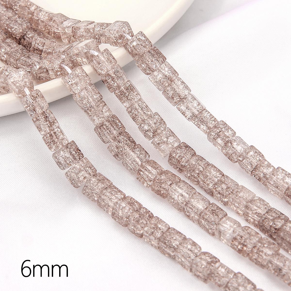 

59 шт. 6 мм квадратные бусины с треском стеклянные кубические бусины для изготовления ювелирных изделий DIY браслет фурнитура для ожерелья аксессуары