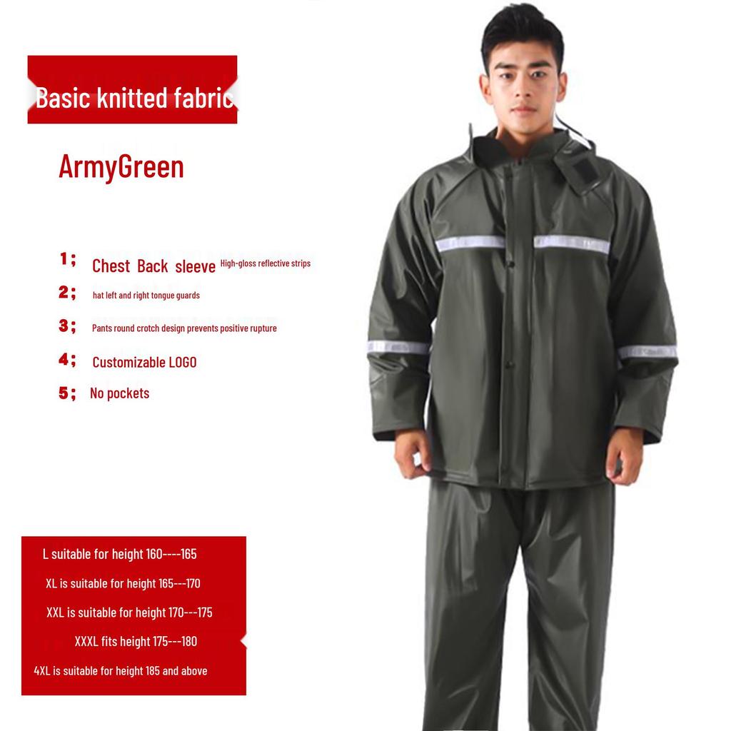 Reflective Raincoat and Pants Set for Electric Motorcycle Riding
