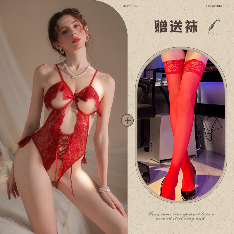 Underwear small chest onesie sexy lace open gear free uniform temptation pajamas