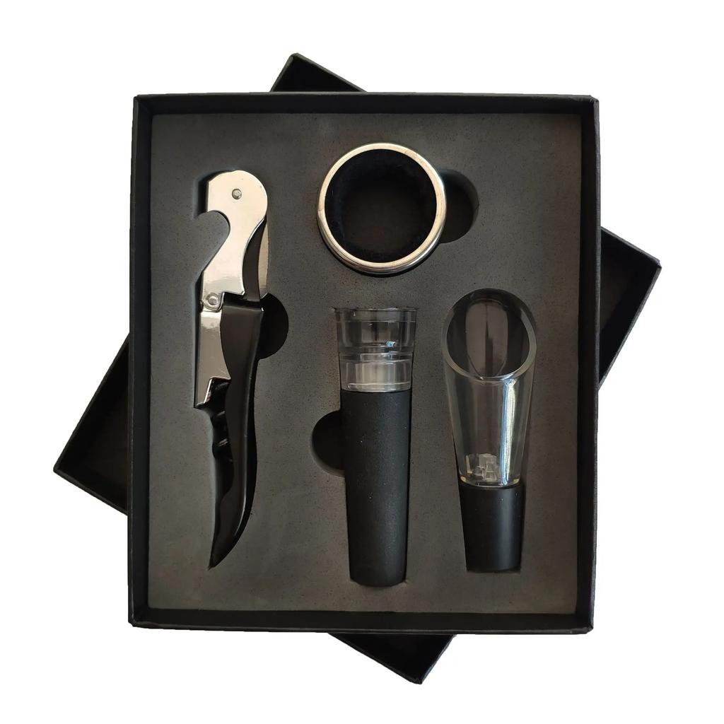 Professional Wine Opener Gift Set Stainless Steel Bottle Opener and Vacuum Stopper Wine Pourer Kitchen Accessories Bar Tool