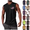 Sleeveless Athletic Muscle Tee for Men Flag Print Crew Neck Casual Workout Tank Top Soft Fabric