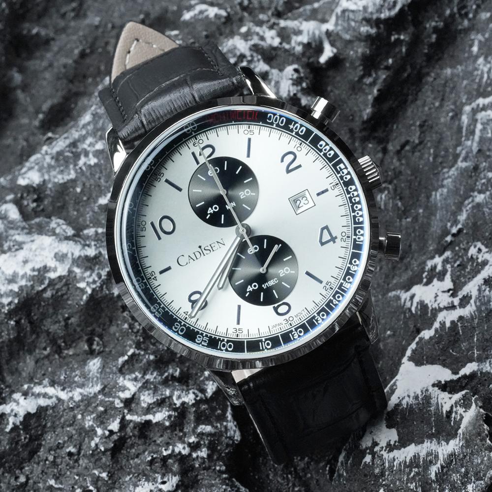 

CADISEN 7065 Men s Quartz Watch Multifunctional Three-Eye Six-Needle Casual Business Genuine Leather Men s Watch белый