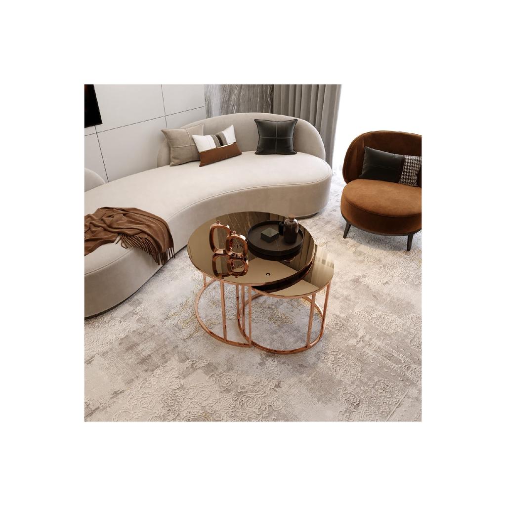 Yavlu Coffee Table Bronze Leg Bronze Mirror