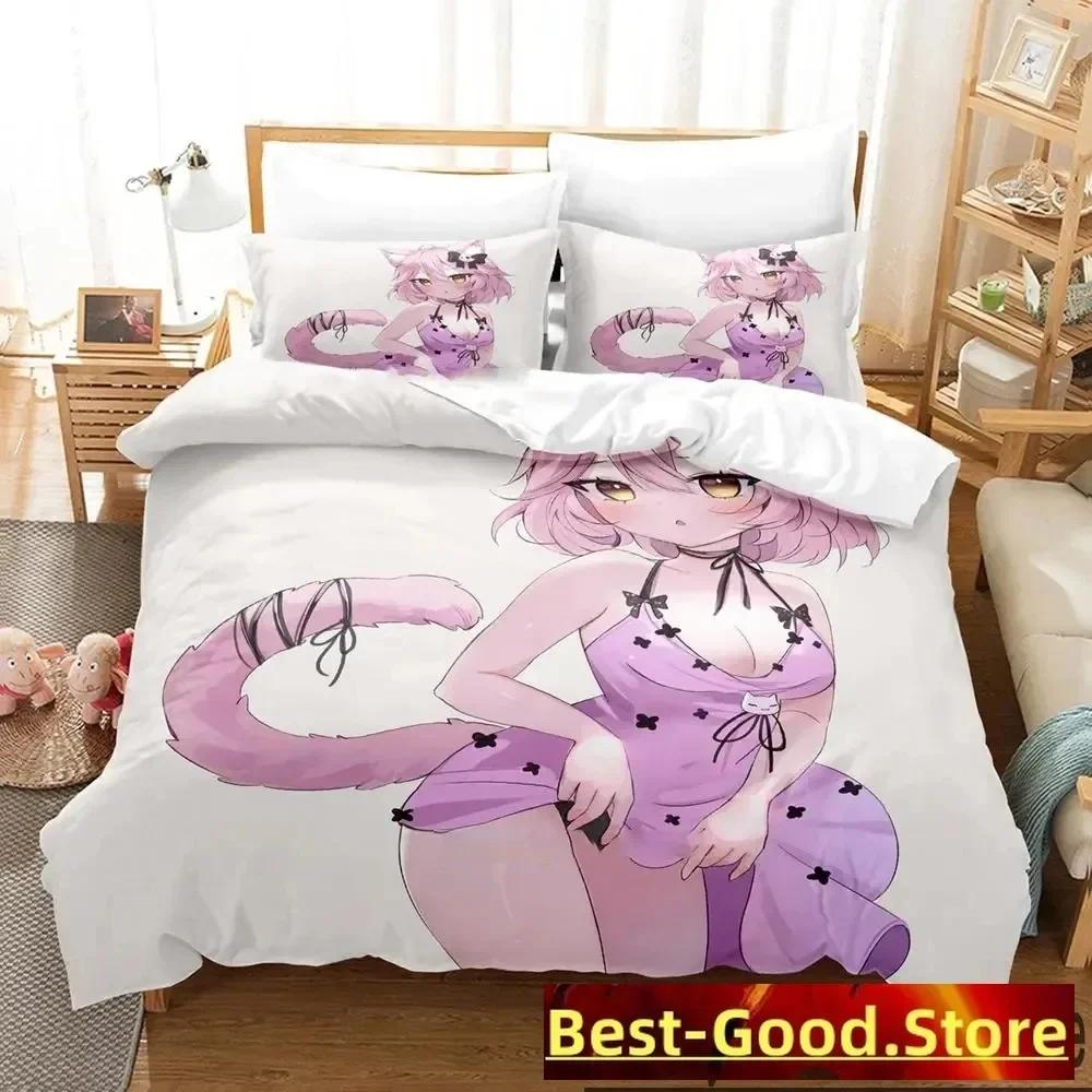 Top Anime Nyatasha Nyanners Bedding Set Printed Bed Set With Pillowcase Bed Duvet Cover Soft Single Double Queen Super King Size