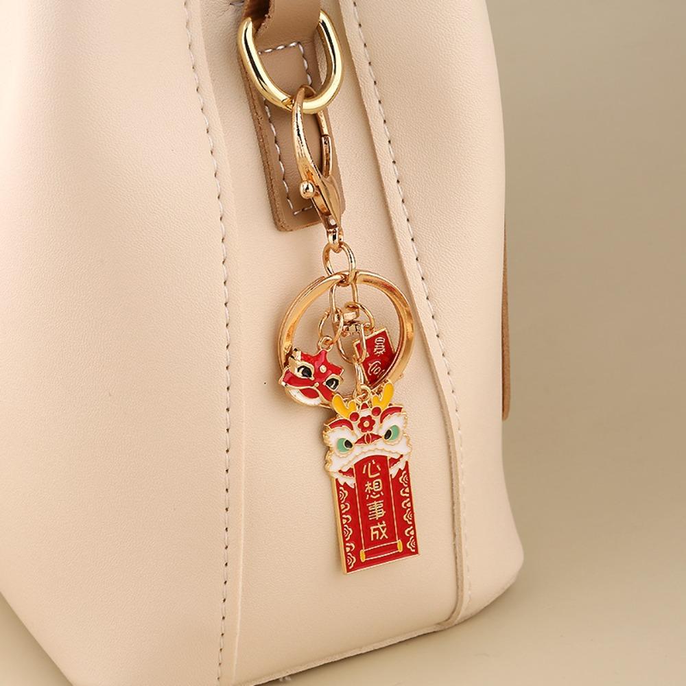 Wealth Key Ring Accessory Chinese Style Key Lucky Pendant Lion Dance Keychain  Women/Men