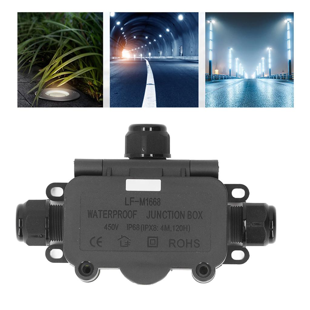 Water Proof Electrical Box, 3 Way IP68 Junction Box for LED Lights, 40A 450V Outdoor Connection Box for Street Lights,  , with Silicone S