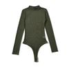 Body da donna YPFF alla moda con colletto alto e rete: Top a strati sexy trasparente a maniche lunghe slim fit