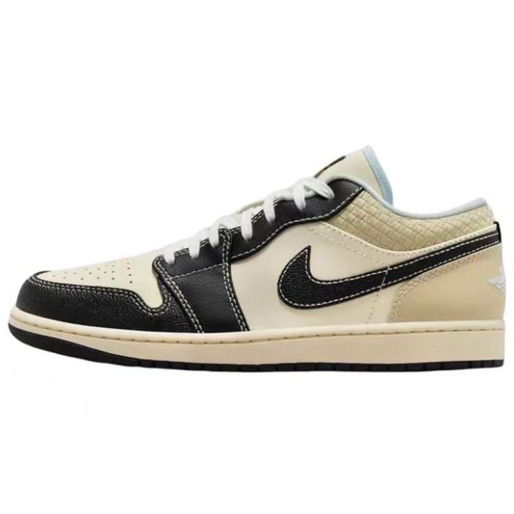 Jordan Air Jordan 1 Urban Slip Resistant Abrasion Resistant Low Top Vintage Basketball Shoes Men's Black Coffee Beige HQ3437-101(Team96-)