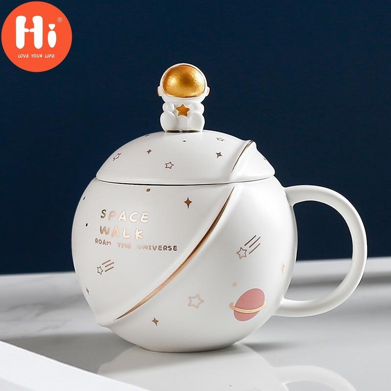 Hallo 400ML Kreative Niedlichen Weltraum Sonnensystem Keramik Kaffeetasse Doppelglas Cartoon Milchglas Junge Geschenk Tasse Weihnachtsgeschenk