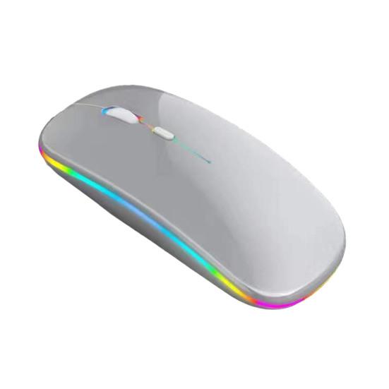 

Беспроводная Bluetooth-совместимая мышь, перезаряжаемая мышь для ноутбука со светодиодной подсветкой, мышь с двухрежимным подключением USB 2.4G серебряный