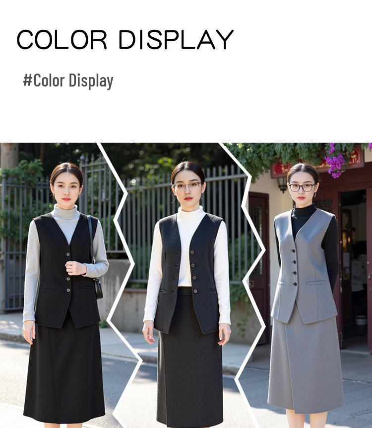 Women's V-neck Wool Melton Lambswool Waistcoat - Autumn/Winter Old Money Style