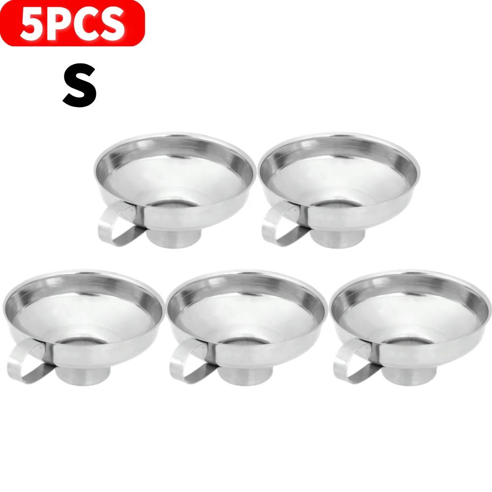 1-5Pcs Stainless Steel Wide Mouth Canning Funnel Hopper Filter Leak Wide-Mouth Can for Oil Wine Kitchen Cooking Tools