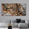 Abstract Dark Gray Blue and Gold Fluid Art Canvas Painting Luxury Gold Foil Posters and Prints for Living Room Decor Cuadros