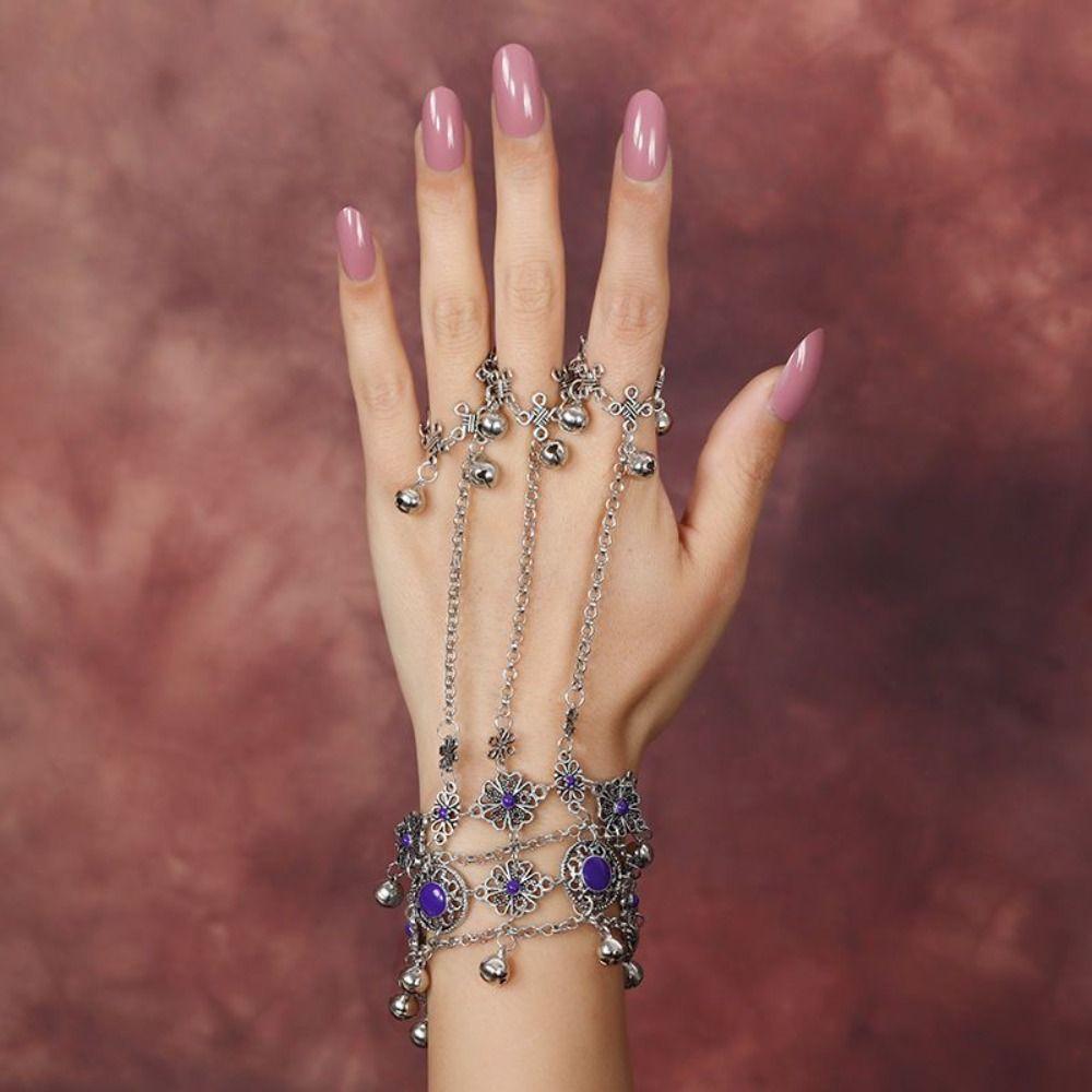 Bohemian Bell Bracelet Flower Hand Chain Fashion Vintage Bracelet  Festival