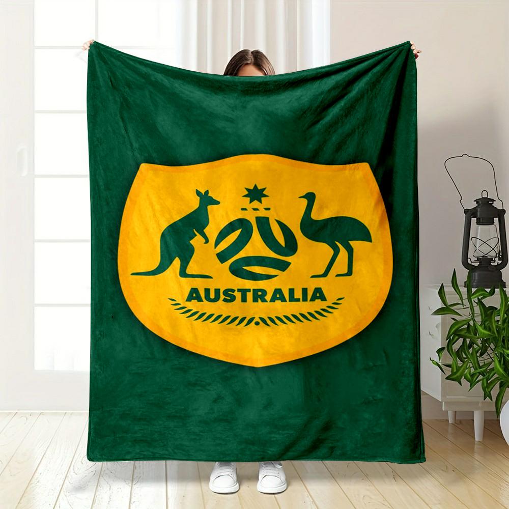 Australia Emblem Design printed Flannel blanket for bedroom, living room, sofa, and nap
