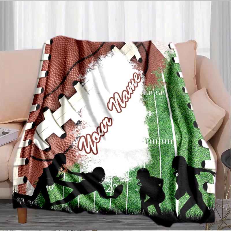 1PC Custom Name Football Team Spirit Flannel blankets Patterns Throw Blanket All-Season Soft Gift for Couch, Bed, Camping gifts