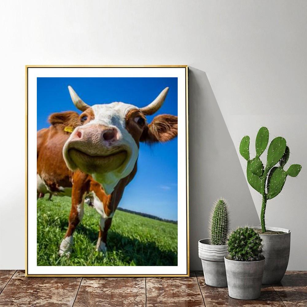Diamond Paiting Cow Diamond Painting 5D Full Cross-Stitch Diamond Painting Full Drill